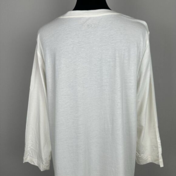 Logo By Lori Goldstein Tunic Top Womens Size XL Cream Lace Trim Pullover Boho - Picture 7 of 11